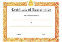 Certificate Of Appreciation Template Word 10 Best Ideas regarding Awesome Template For Recognition Certificate