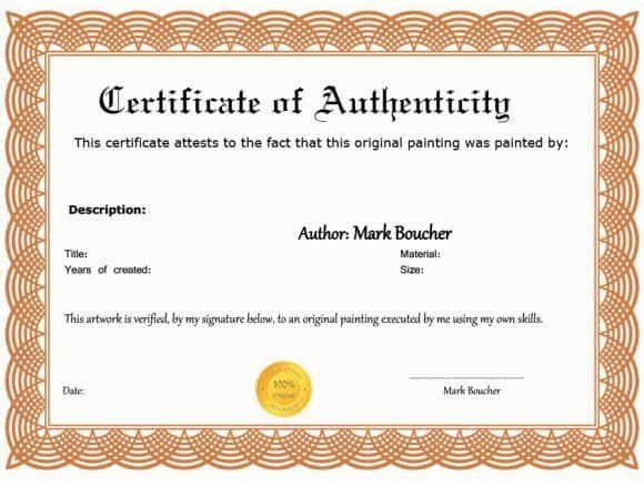 Certificate Of Authenticity Artwork Template Fresh 37 with regard to ...