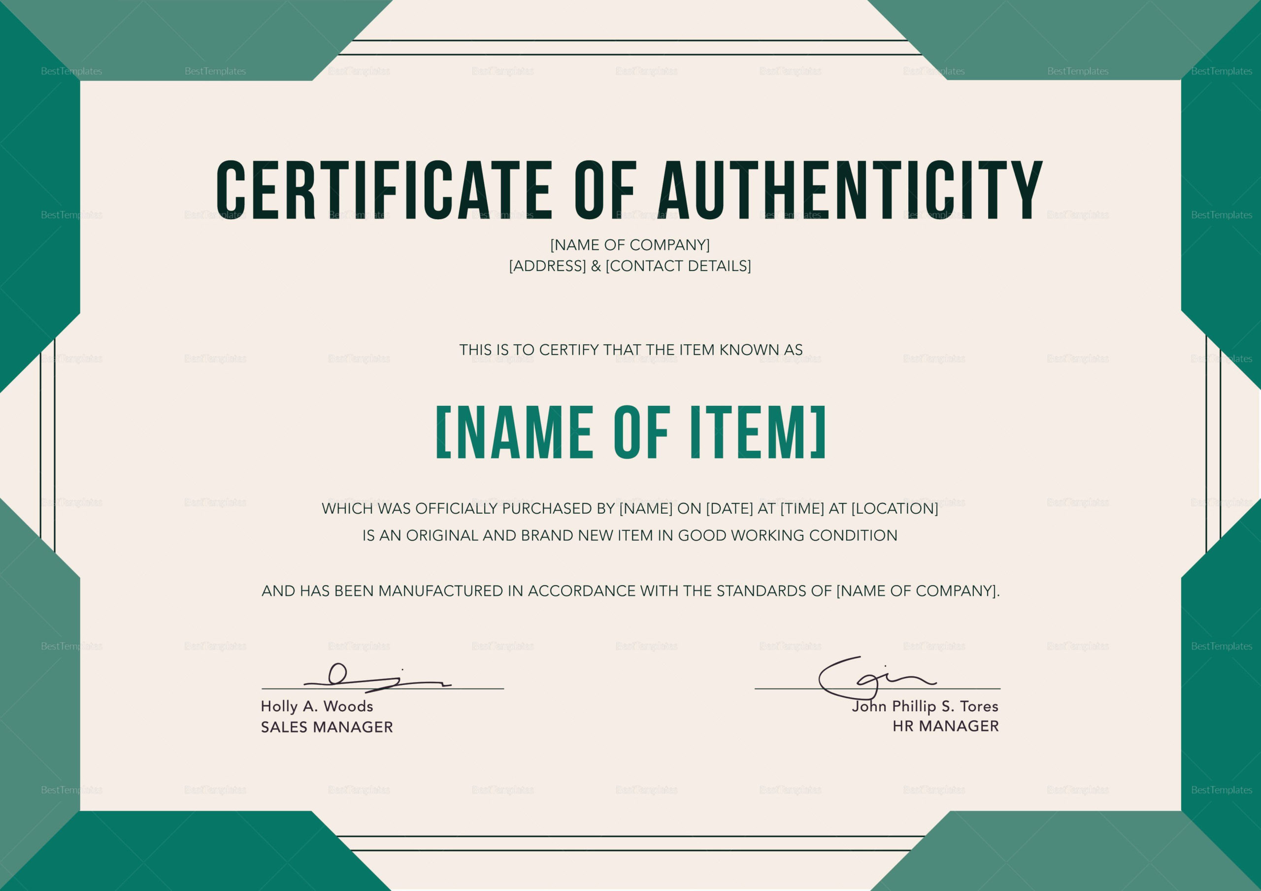 Certificate Of Authenticity Autograph Template throughout Certificate Of Authenticity Template