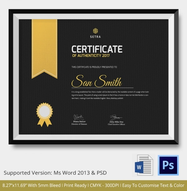 Certificate Of Authenticity Template  27 Free Word Pdf with regard to Quality Certificate Of Authenticity Templates