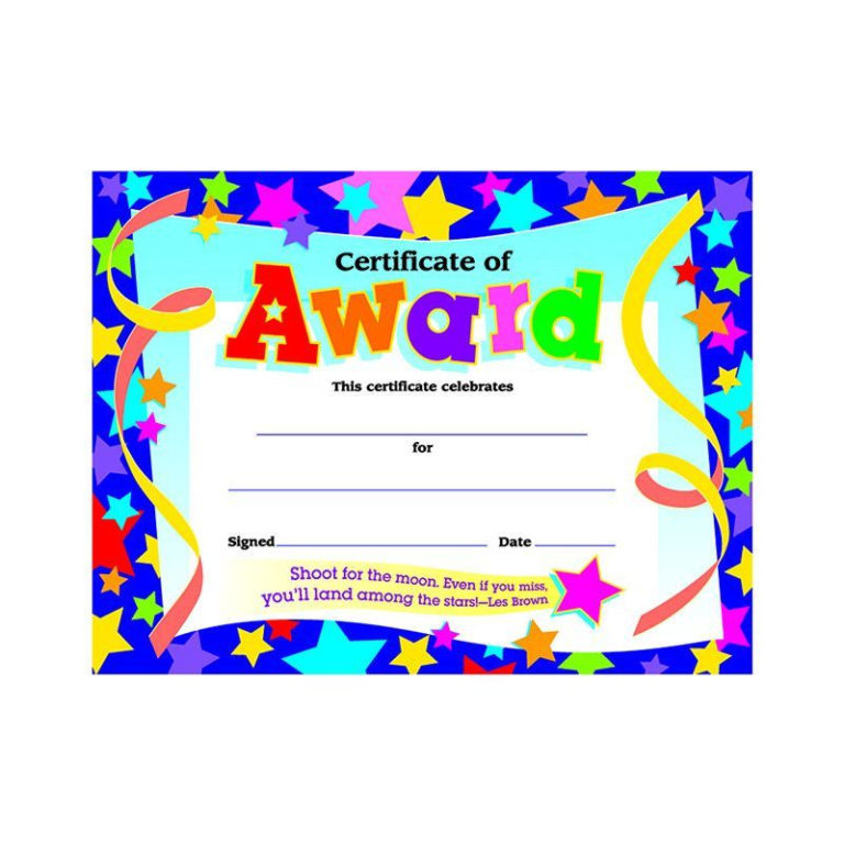 Certificate Of Award Stars 30/Pk Kids Awards in Printable Children'S ...