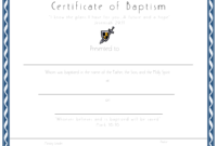 Certificate Of Baptism Template  Wave Blue Border for Printable Baptism Certificate Template Download