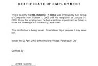 Certificate Of Employment Template  Addictionary in Sample Certificate Employment Template