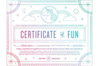 Certificate Of Fun  Certificate Design Inspiration intended for Unicorn Adoption Certificate Templates