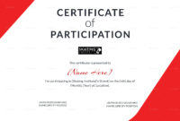 Certificate Of Participation For Skating Design Template for Sample Certificate Of Participation Template