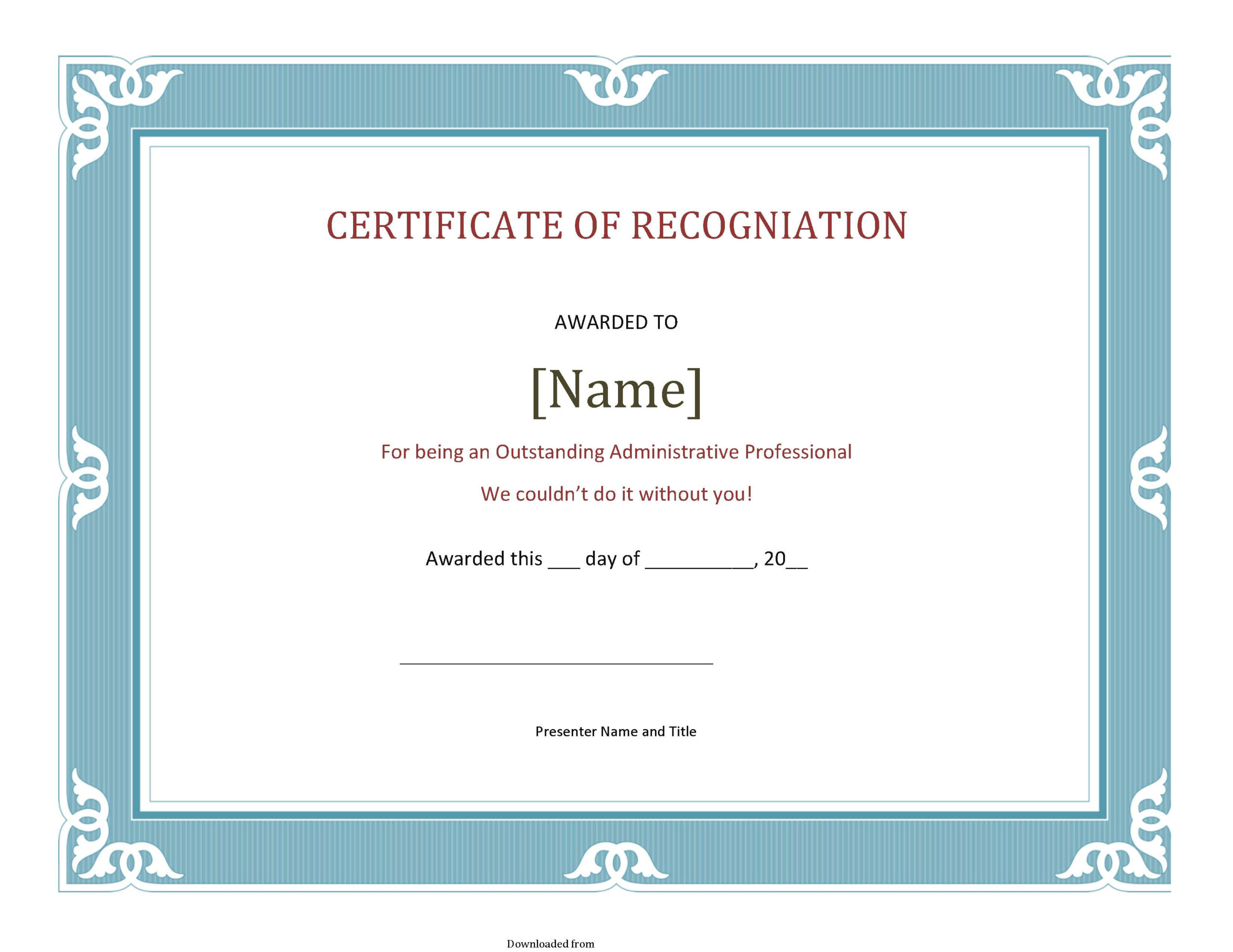Certificate Of Recognition Template 2  Pdf Format  E pertaining to Printable Certificate Of Recognition Word Template