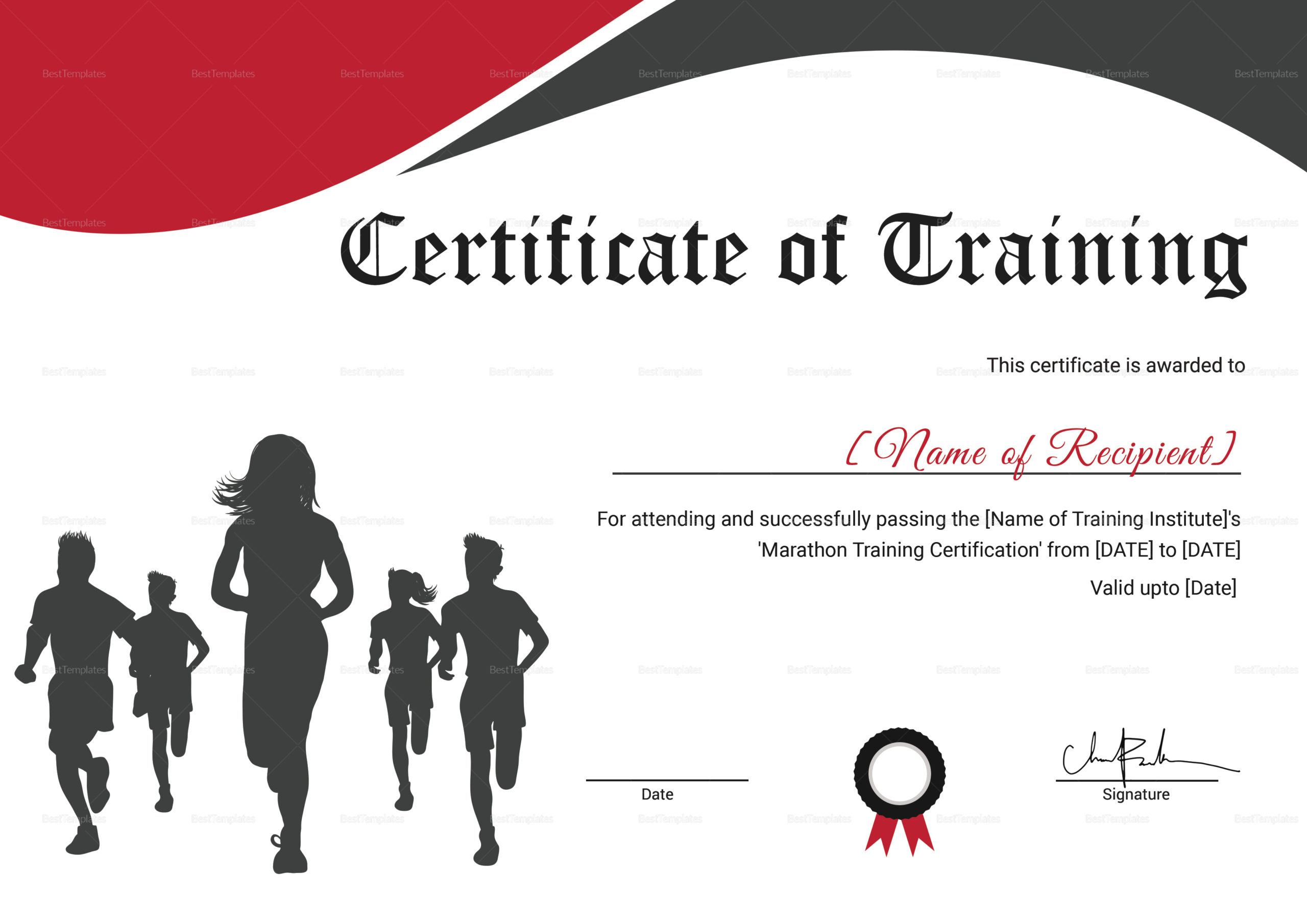Certificate Of Training For Running Template In Psd Word throughout Free Marathon Certificate Templates