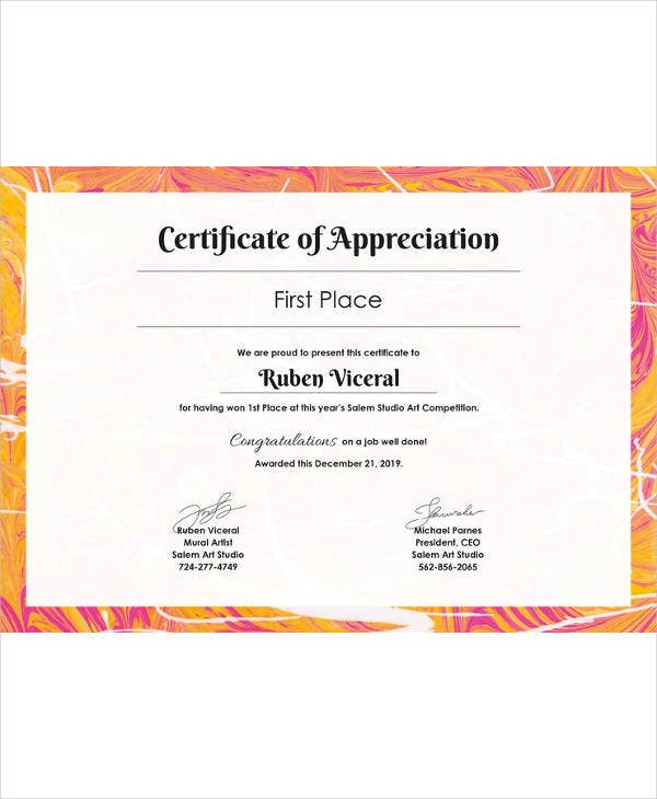 Certificate Template  45 Free Printable Word Excel Pdf in Awesome Template For Recognition Certificate