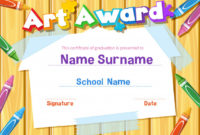 Certificate Template For Art Award With Crayons  Premium throughout Printable Drawing Competition Certificate Templates