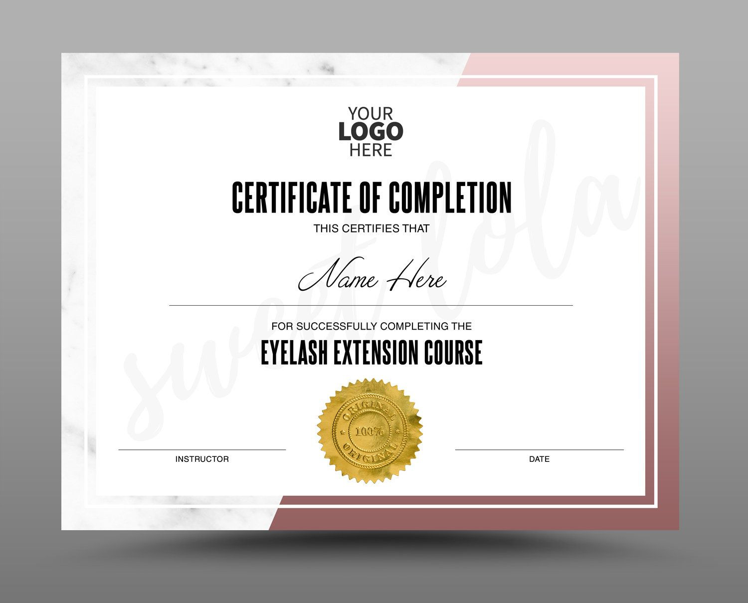 Certificate Template Instant Download Certificate Of throughout Completion Certificate Editable