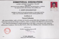 Certificate Templates Free Pastor Ordination Certificate with Certificate Of Ordination Template