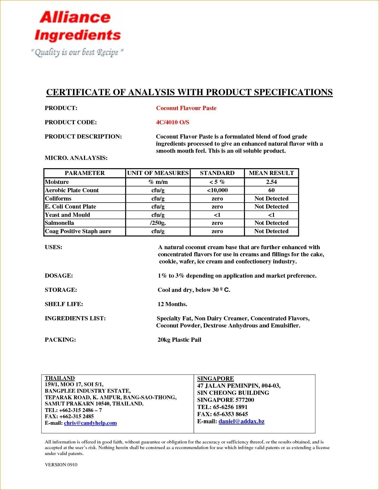 Certificates Excellent Certificate Of Analysis Template within Amazing Certificate Of Analysis Template