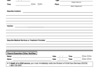 Child Care Incident Report Pdf  Fill Online Printable throughout Awesome Security Incident Log Template