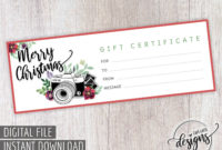 Christmas Gift Certificate Gift Certificate Printable throughout Photoshoot Gift Certificate Template