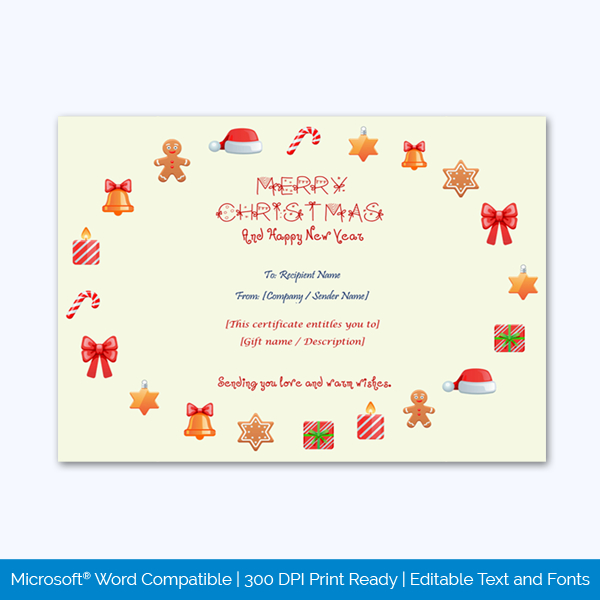Christmas Gift Certificate Template Circle 1889 regarding Free Merry Christmas Gift Certificate Templates