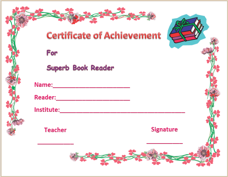Colorful Best Reader Award  Gct  Certificate Of with regard to Printable Math Certificate Template 7 Excellence Award