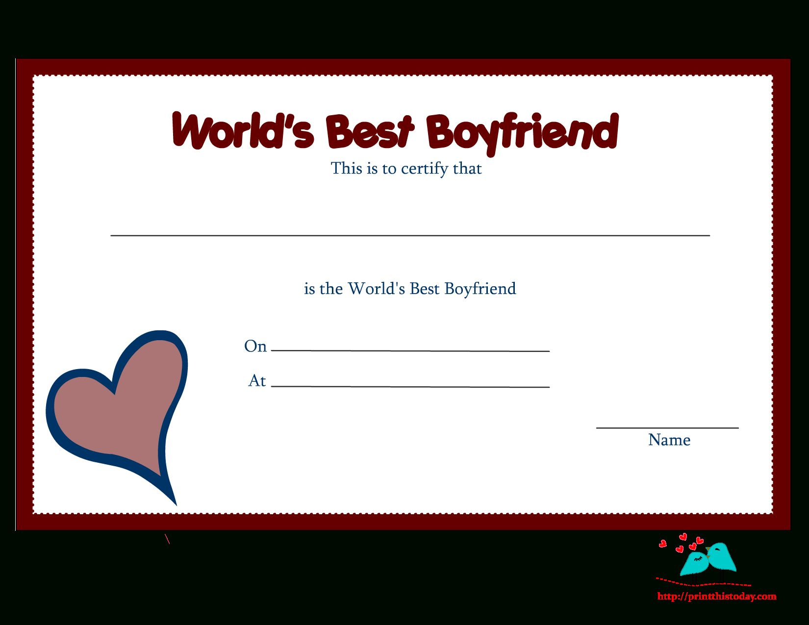 Coloring Pages For My Boyfriend  High Quality Coloring with regard to Printable Best Boyfriend Certificate Template