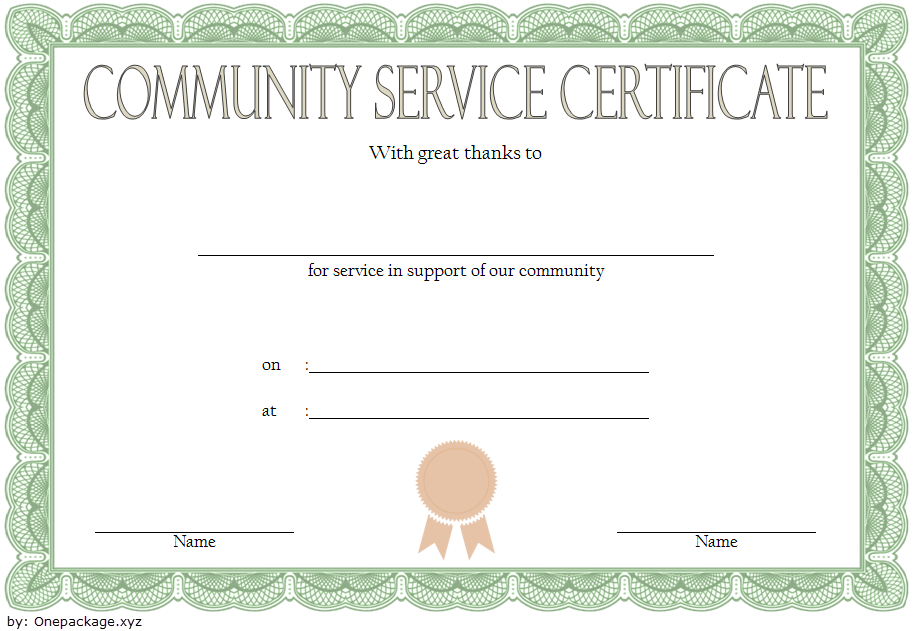 Community Service Hours Certificate Template Free 1 regarding Amazing Certificate Of Service Template Free