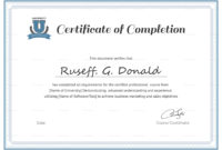 Course Completion Certificate Format Word  Calep in Training Course Certificate Templates
