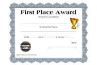 Customizable Printable Certificates  First Place Award for Free Donation Certificate Template Free 14 Awards