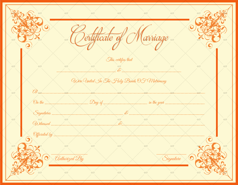 Decorative Marriage Certificate Template  For Word  Pdf with Certificate Of Marriage Template