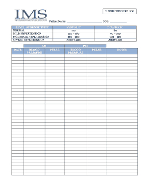 Diastolic Hypertension Symptoms  Fill Out Online Forms with Amazing Blood Pressure Log Template