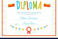 Diploma Template For Kids Inside Preschool Graduation intended for Preschool Graduation Certificate Template Free