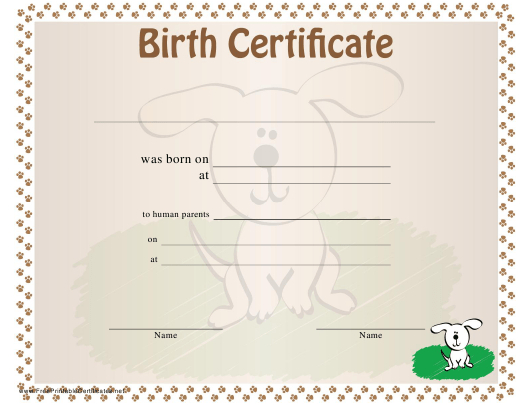 Dog Birth Certificate Template Download Printable Pdf throughout Dog Birth Certificate Template Editable