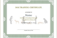 Dog Training Certificate  Microsoft Word  Excel Templates inside Best Workshop Certificate Template