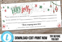 Editable Custom Printable Christmas Gift Certificate pertaining to Best Movie Gift Certificate Template