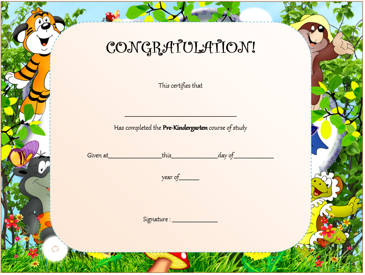 Editable Pre K Graduation Certificates  10 Template Ideas intended for Daycare Diploma Certificate Templates