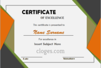 Editable Word Certificate Of Excellence Template within Awesome Certificate Of Excellence Template Word