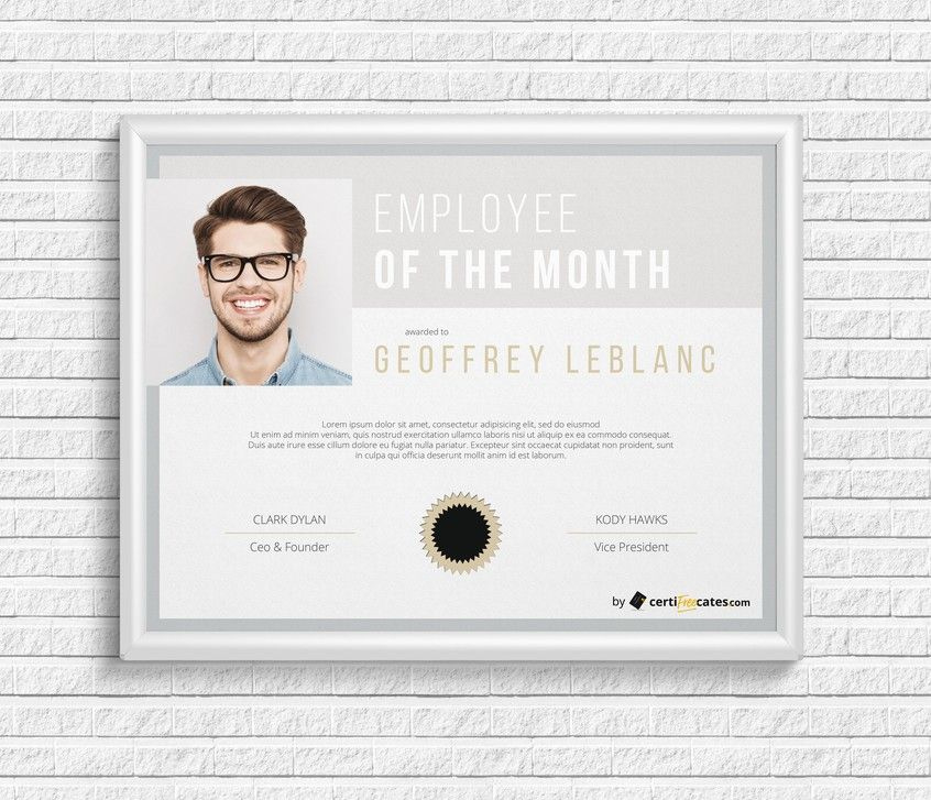 Employee Of The Month Award With Picture  Employee for Employee Of The Month Certificate Templates