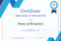 Employee Of The Month Certificate pertaining to Best Employee Of The Month Certificate Templates