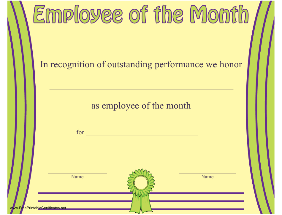 Employee Of The Month Certificate Template Download with Employee Of The Month Certificate Template