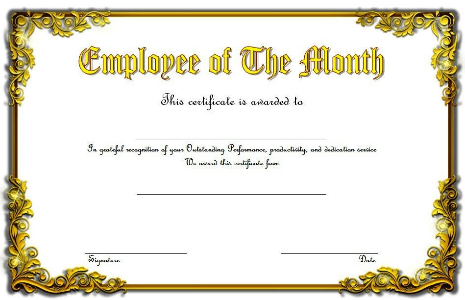 Employee Of The Month Certificate Templates  10 Best Ideas intended for Printable Drama Certificate Template Free 10 Fresh Concepts