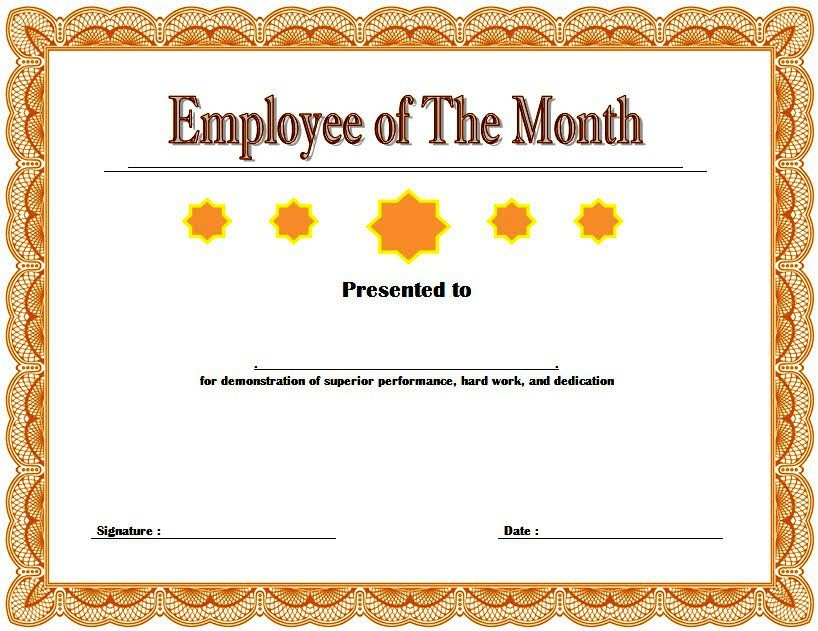 Employee Of The Month Certificate Templates Free In 2020 for Certificate Of Employment Templates Free 9 Designs