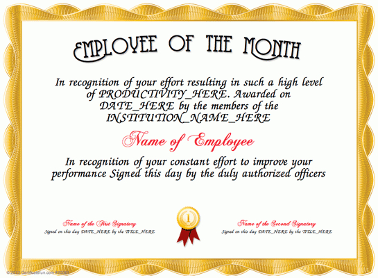 Employee Of The Month  Here Is Our Free Certificate For regarding Free Employee Certificate Template Free 10 Best Designs