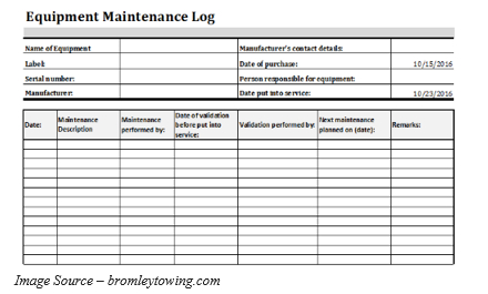 Equipment Maintenance Log Template 20 Free Templates In regarding Vehicle Service Log Book Template