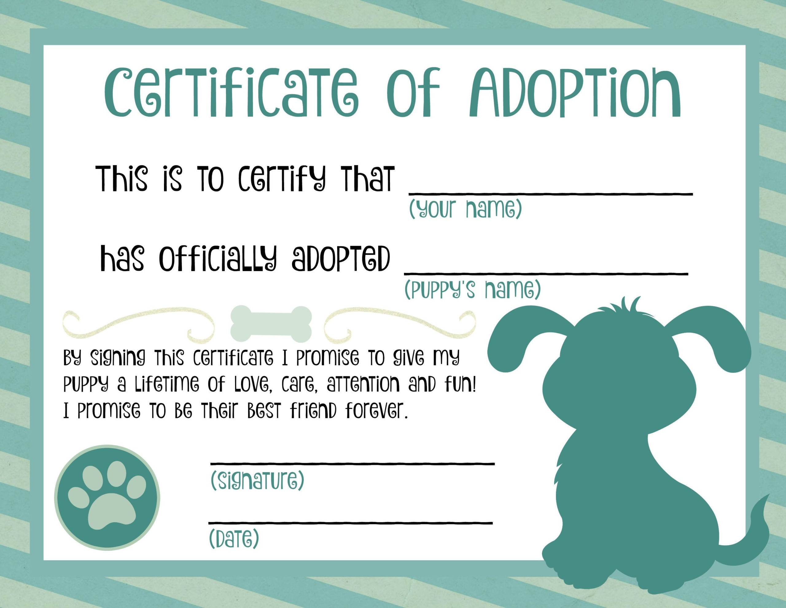 Fake Adoption Certificate Free Printable  Free Printable with Free Stuffed Animal Adoption Certificate Editable Templates