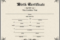 Fake Birth Certificate  Birth Certificate Template Fake pertaining to Novelty Birth Certificate Template