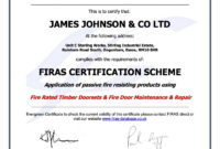 Firas Certificate Issue 1  James Johnson  Co Ltd in Awesome Firefighter Training Certificate Template