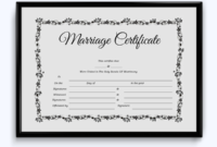 Floral Marriage Certificate Template  Certificate inside Quality Marriage Certificate Template Word 10 Designs