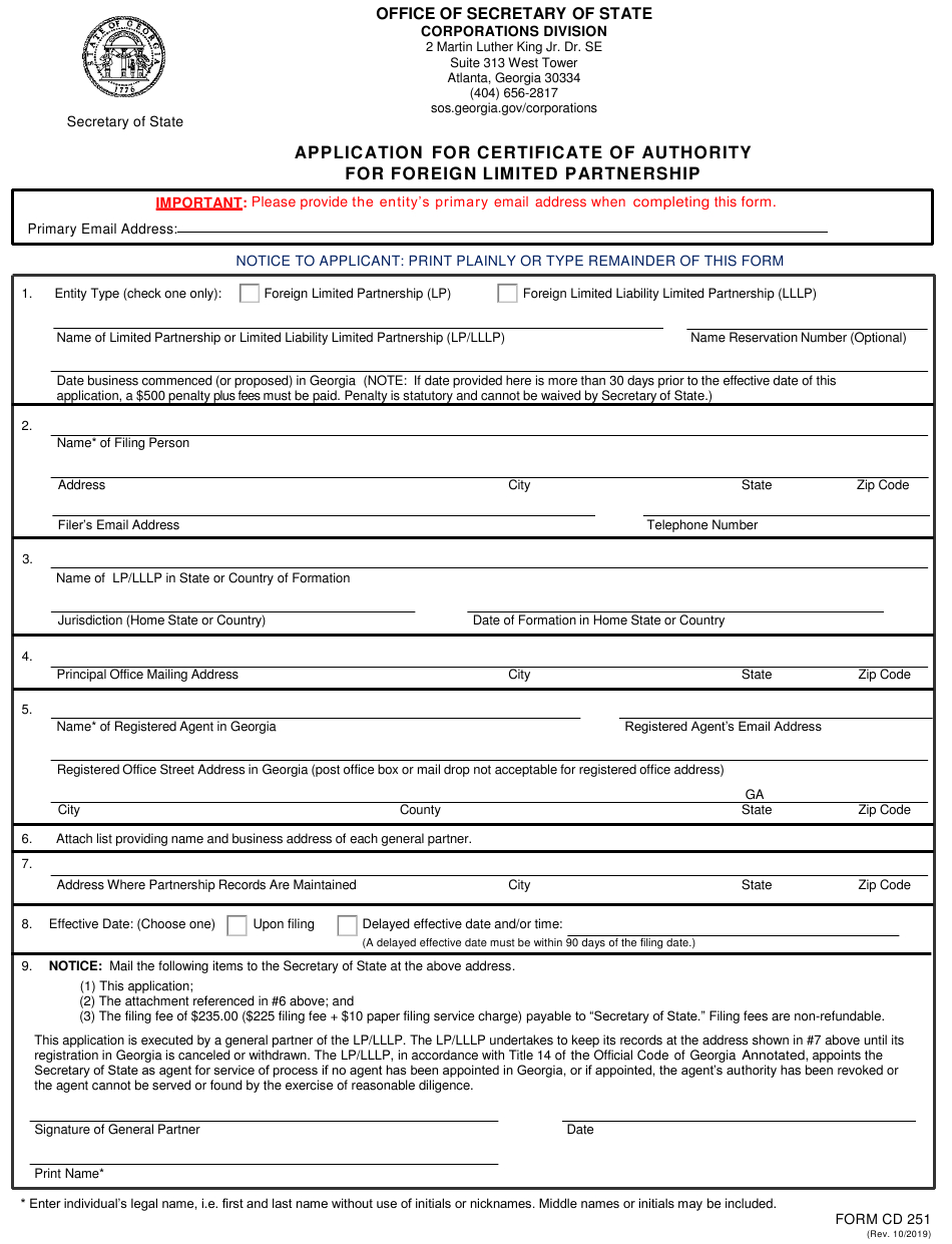 Form Cd251 Download Fillable Pdf Or Fill Online throughout Quality Certificate Of Authorization Template