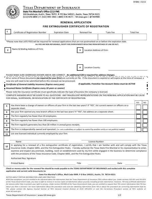 Form Sf086 Download Fillable Pdf Or Fill Online Renewal inside Best Fire Extinguisher Certificate Template