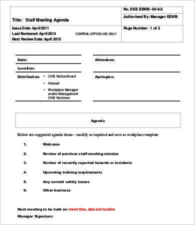 Printable Meeting Agenda Template Word Free – Oahubeachweddings