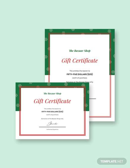 Free 11 Gift Certificate Templates In Ai  Indesign  Ms inside Amazing Homemade Christmas Gift Certificates Templates