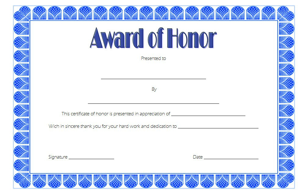 Free 14 Ideas Of Honor Certificate Template Word In Two in Honor Award Certificate Template