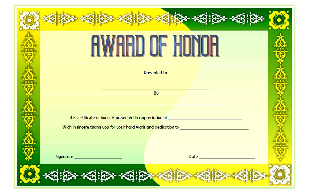 Free 14 Ideas Of Honor Certificate Template Word In Two inside Printable Honor Award Certificate Template