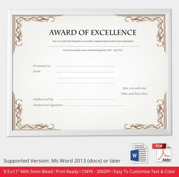 Free Certificate Template  9 Free Word Pdf Documents with Scholarship Certificate Template Word